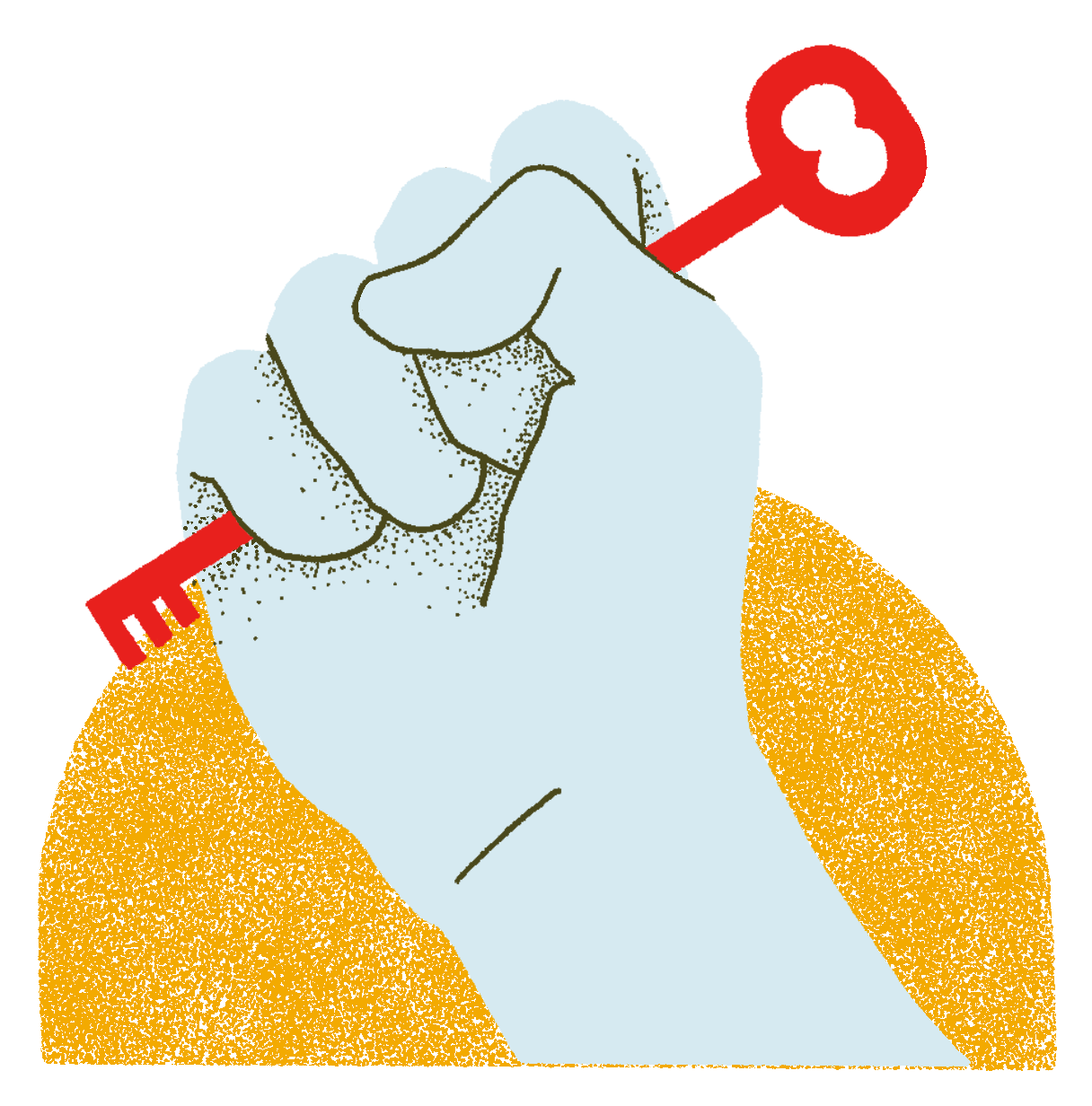 Fist holding key.